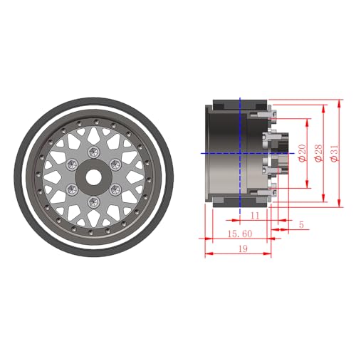 4PCS Deep Dish Grade 5 Titanium Wheel Face 1.0 Inch Beadlock Wheels Hubs for 1/24 Axial SCX24 TRX4M FCX24 Redcat Ascent-18 HPI Venture18 1/18 RC Crawler Car Upgrade Parts - color: Silver