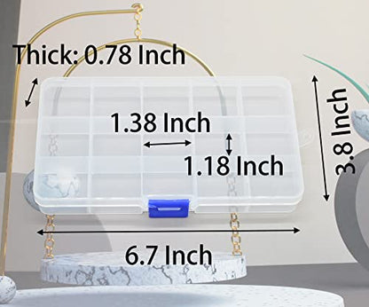 Yansanido 4 Pcs 15 Grids Clear 6.85 Inch X 3.85 Inch Adjustable Small Removable Clear Plastic Jewelry Organizer Divider Storage Box Jewelry Earring Tool Containers - color: Clear