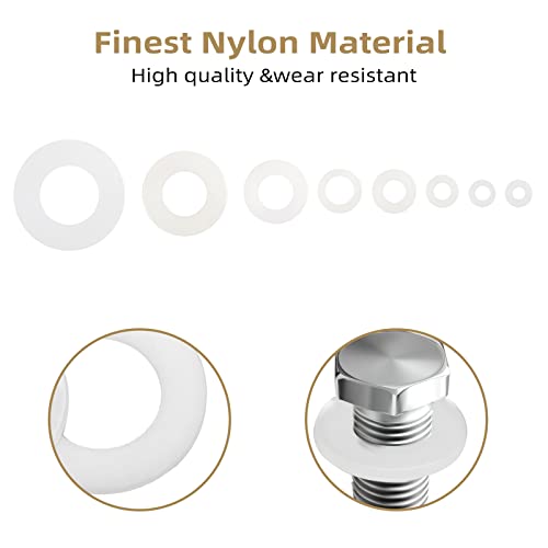 510 Pcs White Nylon Flat Washer Assortment Kit for Electrical Connections on Household & Commercial Appliances, (M2 M2.5 M3 M4 M5 M6 M8 M10) | Suitable for Electrical Connections on Household and Commercial Appliances., (M2 M2.5 M3 M4 M5 M6 M8 M10) Includ