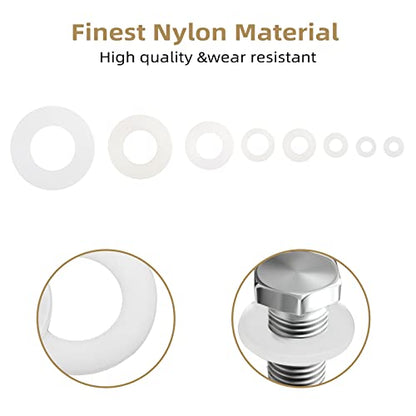 510 Pcs White Nylon Flat Washer Assortment Kit for Electrical Connections on Household & Commercial Appliances, (M2 M2.5 M3 M4 M5 M6 M8 M10) | Suitable for Electrical Connections on Household and Commercial Appliances., (M2 M2.5 M3 M4 M5 M6 M8 M10) Includ