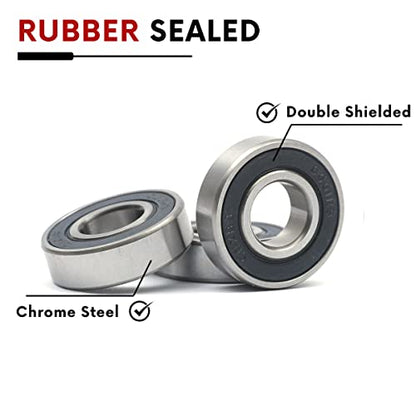 10 Pcs 6001-2RS Double Rubber Sealed Deep Groove Ball Bearings 12x28x8mm, Deep Grove Ball Bearing ABCE-3 Pre-Lubricated, Chromium Bearing Steel (6001-2RS, 10) - size: 6001-2RS