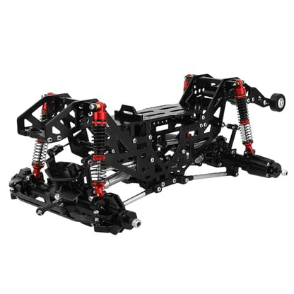 1:18 Metal Upgrade Chassis Frame with Axles Gearbox for RC LOSI Mini LMT 1/18 Digger Monster Truck Brushed RTR LOS01026 Metal Upgrade Parts (Black) - color: Black