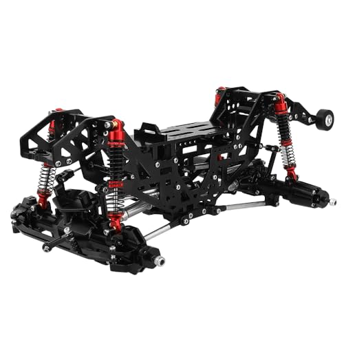 1:18 Metal Upgrade Chassis Frame with Axles Gearbox for RC LOSI Mini LMT 1/18 Digger Monster Truck Brushed RTR LOS01026 Metal Upgrade Parts (Black) - color: Black