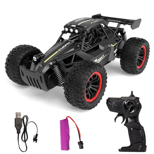 Remote Control Car for Boys 8-12, 1:16 Scale Metal Shell RC Monster Truck, 25+ KM/H Fast Off Road RC Cars with LED Lights, All Terrain Electric Toy Vehicle Birthday Gifts for Kids Boys Girls 6-12 - color: Black