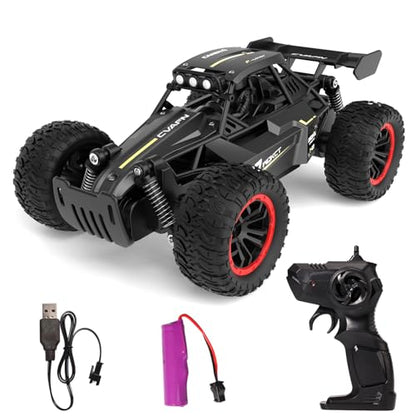 Remote Control Car for Boys 8-12, 1:16 Scale Metal Shell RC Monster Truck, 25+ KM/H Fast Off Road RC Cars with LED Lights, All Terrain Electric Toy Vehicle Birthday Gifts for Kids Boys Girls 6-12 - color: Black