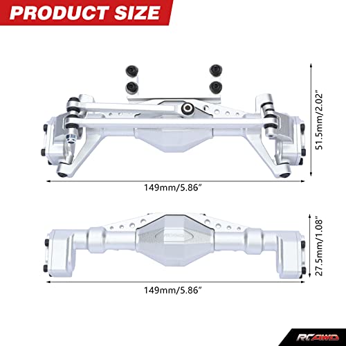 RCAWD Front & Rear Axle Housing Without Gears, Rear & Steering Axle Assembled Upgrades for 1/18 Axial UTB18 Capra Trail Buggy Crawlers Aluminum Parts AXI218001 Silver - color: Silver