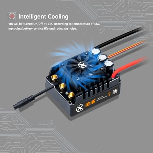 XC E6 Sensored Brushless ESC for 1/6 RC Car,3-8S 200A | Bluetooth APP Programming,6.0V/7.4V/8.4V BEC,Turbo Timing,Multiple protection,Smart Fan - size: E6
