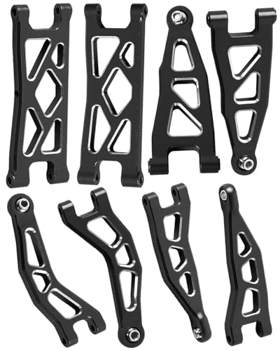 Aluminum Front Rear A Arms Upgrades Part for 1/18 Granite Grom Mega 380 Brushed 4x4 Monster Truck RTR,Alloy Front Rear Suspension A Arms Hops Up,8PCS,Black - color: Black(8pcs)