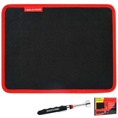 TOOLEAGUE 1Pc Magnetic Tool Mat with 25Lb Telescoping Magnetic Pickup Pen | Parts Tool Holder Pad for Organizing Mechanic Wrench Screw Bolts Nuts and Other Small Metal Parts - size: 1Pc Magnetic Mat with Pickup Tool