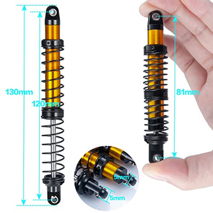 Que-T 4pcs Aluminum Alloy RC Shock Absorber for Axial Scx10 90046 D90 Trx4 Wraith 1/10 Crawler Car (120mm) - size: 120mm