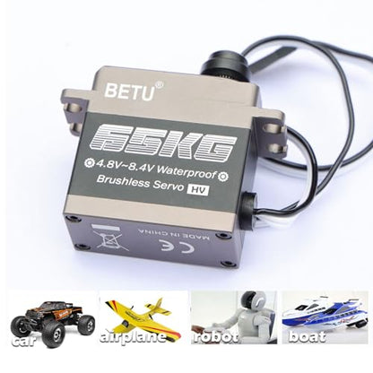 65KG Servo Motor High Torque Metal Gear for 1/6 1/8 1/10 1/12 RC Car | Waterpoof, Brushless Servo, Standard Size, Quiet, Great digital Servo for RC Robot Boat