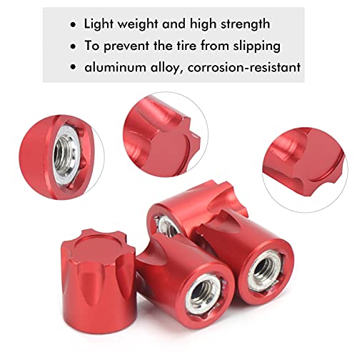 Dilwe RC M4 Nut, 8Pcs 12mmx11mm RC Wheel Rim Center 1/10 Scale RC Crawler Car Truck Upgrade Spare Part, M4 Wheel Rim Center Hat Nut (Red)