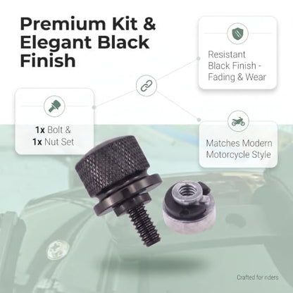 2PCS Motorcycle Seat Bolt Screw Rear Mount Screw Kit, Aluminum Alloy Quick-Release Fender Seat Hardware Kit, Compatible with Harley Davidson Sportster Touring Softail Dyna 1996-2024 (Black)