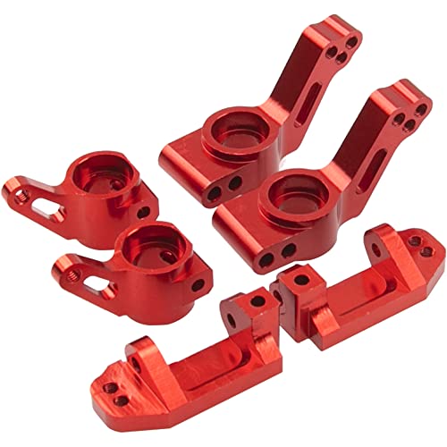 Metal Rear Stub Axle Carriers, C-Hubs Caster Blocks, Steering Blocks Compatible with 1/10 Traxxas Slash 2WD Stampede 2WD Rustler 2WD Nitro Slash RC Car Upgrade Part #3752 3736 3632 (Red) - color: Red