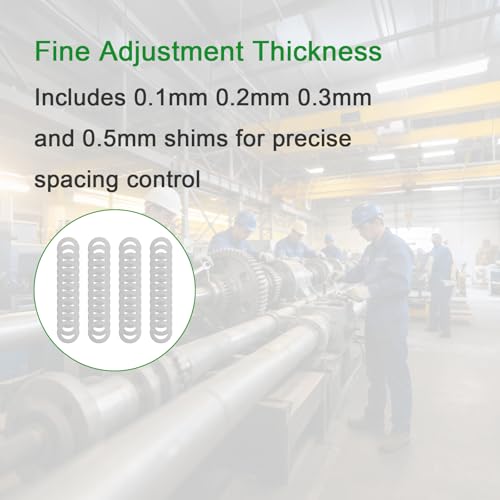 M9x15mm Steel Shim Washer Set 48pcs Thin Flat Spacers for Adjustment | 15mm OD, 0.1mm 0.2mm 0.3mm 0.5mm Thickness, 12pcs Each, Fine Adjustment Spacers, Thin Flat Washers, Light Assembly - size: M9×15