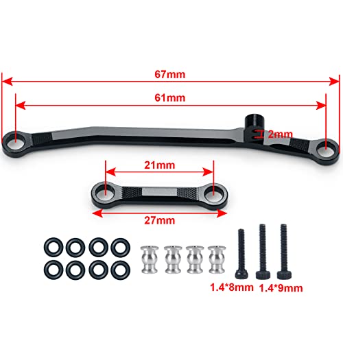 1/24th Aluminium Steering Rod Tie Links RC Upgrade Steering Linkage Set for Axial SCX24 AXI90081 Deadbolt AXI00001 AXI00002 AXI00005 AXI00006 Crawler Car (Black) - color: Black