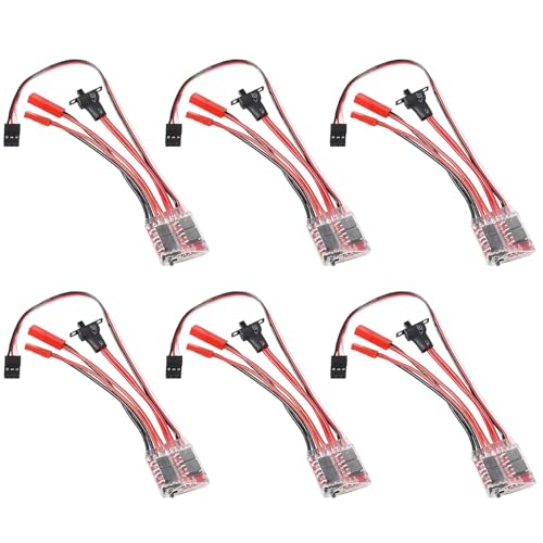 6 PCS Mini RC 20A Brushed ESC Motor Speed RC ESC 2KHz Forward Reverse Brush Brake RC 2S for Controller Boat RC Car Tank - color: 6PCS