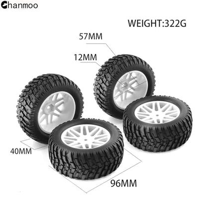 1/10 RC Off Road Tires And Wheels 12mm Hex Rubber Short Course Truck Tyres With Foam Insert For 1:10 Scale Buggy Car ARRMA Traxxas Wltoys 144001 Losi HSP 94107 94170 94155 94177 4PCS (Green) - color: Green