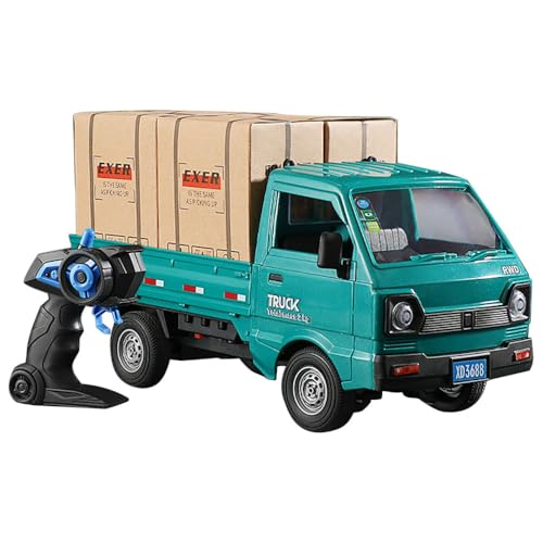 GoolRC Remote Control Car Kei Truck, 1:16 Scale RC Transport Pickup Truck with Spray and Light, 2.4GHz All Terrain RC Cars for Teens and Adults Christmas or Birthday Gift (Green) - color: Green