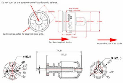 Brushless Motor 4S 3500KV 16.8V for EDF 64mm 11 Blades Electric Ducted Fan, High Speed Motor 58800RPM, Hobby Jet Engine RC Car Engine Parts, Remote Control Model Replacement Airplane Parts DIY - style: Single Motor/4S 3500KV