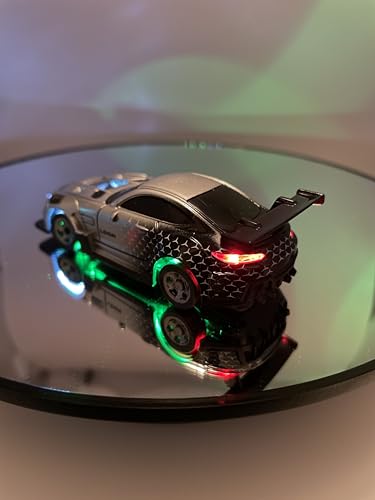 Mini RC Drift Car 1:64 Scale, Remote Control Car with LED Lights & 2-Speed Modes, Upgraded 2.4G Wireless Radio Remote Control for Multi-Users Race (Silver) - color: Gtr-gray