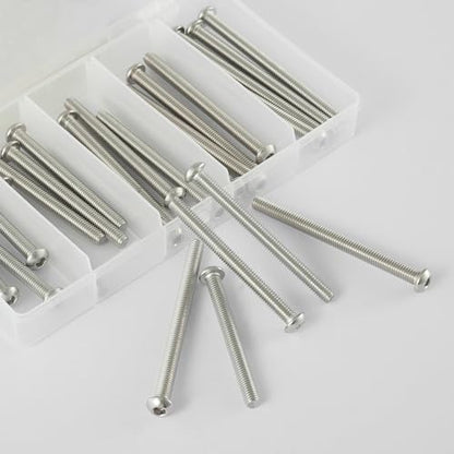 M6 x 60mm 65mm 70mm 75mm 80mm Button Head Socket Cap Screws Bolts, Stainless Steel 304, Metric Allen Hex Drive, Bright Finish, Fully Threaded, Assortment Kit 25PCS - size: Button M6x60-80mm