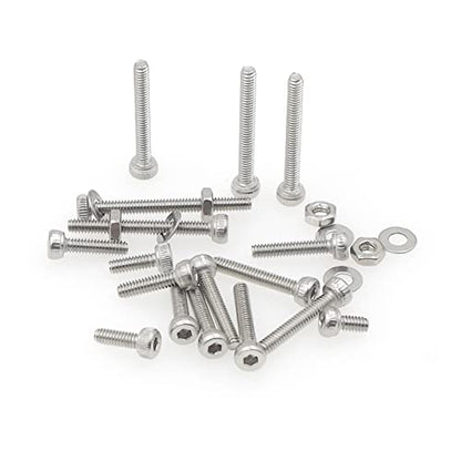 Metric M2 304 Stainless Steel Socket Head Cap Screws Hex Nuts/Flat Washers Assortment Kit - size: M2