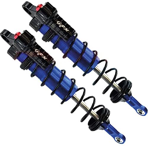 GPM 2Pc Set Upgrades Aluminum 6061-T6 Rear L-Shape Piggy Back Adjustable Spring Dampers 143Mm For 1/8 4Wd Sledge Monster Truck (95076-4) Rc Cars (blue)