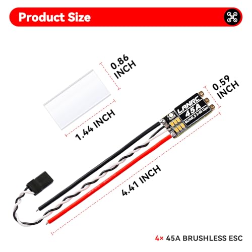 4Pcs 45A ESC 2-6S Brushless ESC Lipo BLHeli_S | Brushless Electronic Speed Controller 45A RGB LED Damped light Support D-Shot 150/300/600 for RC FPV Quadcopter