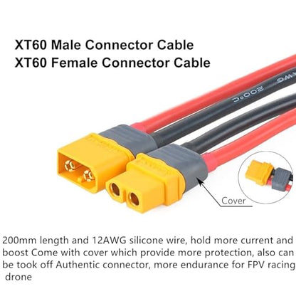 5 Pairs 150mm 12AWG Wire XT60H Plug Male and Female Connector for RC