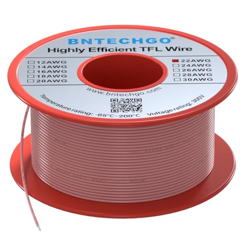 BNTECHGO 22AWG FEP Teflon Coated Wire Pink 50ft Tin-Plated Copper | 22 Gauge Strands Wire High-Temp FEP Insulation, -65°C to 200°C Rated, Aerospace Wiring, Medical Wiring, Scientific Equipment - size: 50ft Pink