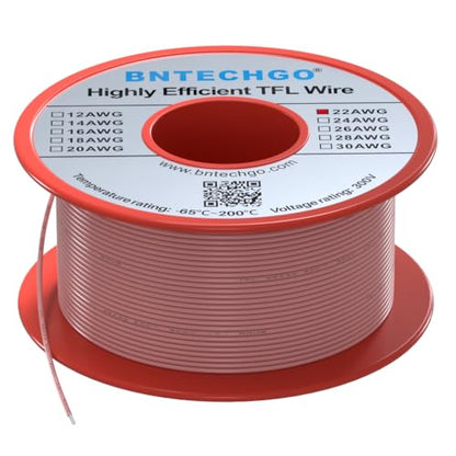 BNTECHGO 22AWG FEP Teflon Coated Wire Pink 50ft Tin-Plated Copper | 22 Gauge Strands Wire High-Temp FEP Insulation, -65°C to 200°C Rated, Aerospace Wiring, Medical Wiring, Scientific Equipment - size: 50ft Pink