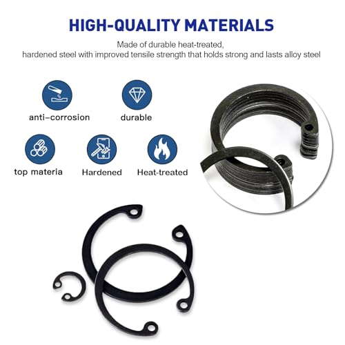 Boatsea 300-Pcs Internal Circlip Snap Retaining Clip Ring Assortment Set, Alloy Steel Internal Snap Ring Circlip Snap Retaining Clip Ring Assortment Set, Includes 15 Sizes of M8-M36 - size: Internal Retaining 300PCS