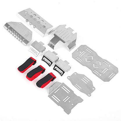 Stainless Steel RC Chassis Protector Plate Heavy Duty Underbody Guard Skid Plate for TRX6 G63 6X6 1 10 Scale Model Car Accessories Silver 8 Piece Set