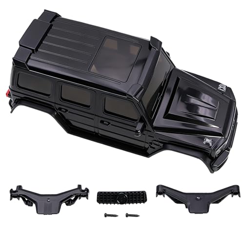 for AXIAL SCX30 Plastic Painted Unpainted Body Shell Kit Cover with Light Bucket Mount Spare Tire Mount for 1/30 RC Crawler Replace DIY Upgrade (Black) - color: Black