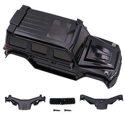 for AXIAL SCX30 Plastic Painted Unpainted Body Shell Kit Cover with Light Bucket Mount Spare Tire Mount for 1/30 RC Crawler Replace DIY Upgrade (Black) - color: Black