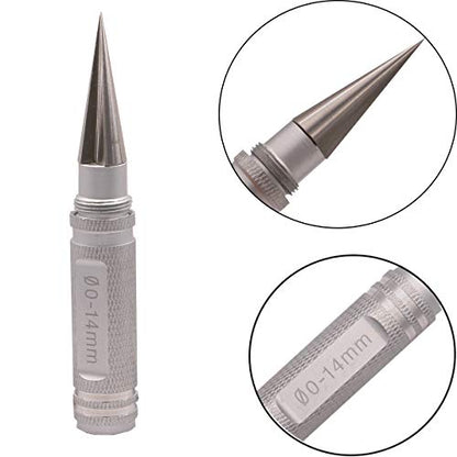 0-14mm Body Aluminum Reamer Hole Puncher with Protective Sleeve Hobby Tool Combo Set for RC Model Bodyshell Connector, Universal Opener Drill Tool(Silver)