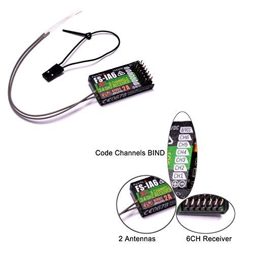 YoungRC Flysky FS-iA6 Receiver 2.4G 6CH Remote Control Receiver with Double Antenna Compatible FS-i4 i6 i10 GT2E GT2F GT2G Transmitter RC210 (FS-iA6 Receiver)