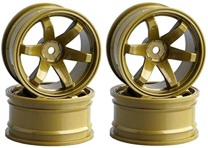 4Pcs 63mm RC Drift Car Tires Hard Tyres Plastic Wheel Rims for 1/10 On-Road Drifting Car for HSP Tamiya HPI Kyosho Spare Parts(Gold) - color: Gold