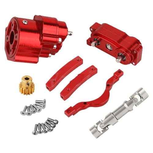 Prefixal Gearbox Transfer Case Front Motor Transmission for 1/10 RC Crawler Car Axial SCX10 & SCX10 II Upgrade Parts(Red) - color: Red
