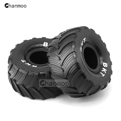 1/18 RC Monster Truck Tires and Hard Plastic Wheels Rims 12mm Hex 1/16 Rubber Buggy Off Road Tyres OD 100mm for 1:16 1/12 1/14 Scale Truck Car Traxxas E-REVO HSP HPI Tamiya Losi 4PCS (Black) - color: Black