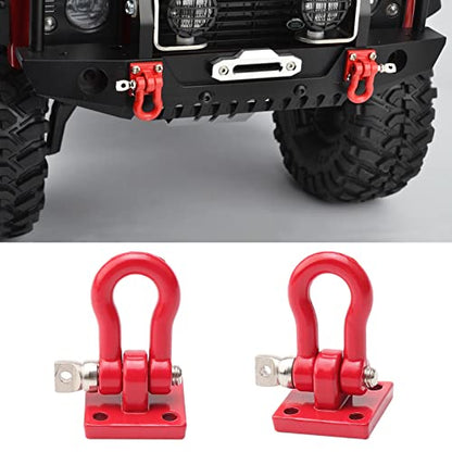 Metal Crawler Trailer Tow Hooks Buckle Winch Shackles RC Decoration Accessories for 1/10 Scale RC Rock Crawler Truck SCX10 TF2 D90 D110 CC01 HILUX Wraith Tundra TRX-4, Red