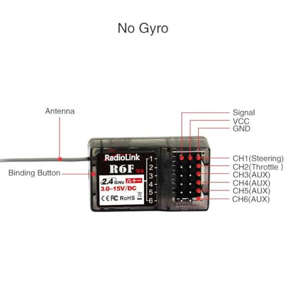 R6F Receiver 6 Channel 2.4GHz for RC Car and Boat Radio Transmitter Remote Controller RC6GS V2/RC4GS V2/T8FB/T8S