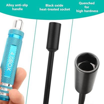 RC Hex Nut Driver Set Repair Tool Kit 4.0/5.5/7.0/8.0mm Hexagonal Head Nut Socket Wrench Screwdrivers for Hobby RC Quadcopter Helicopter FPV Drone Car Airplane(Blue) - color: Blue
