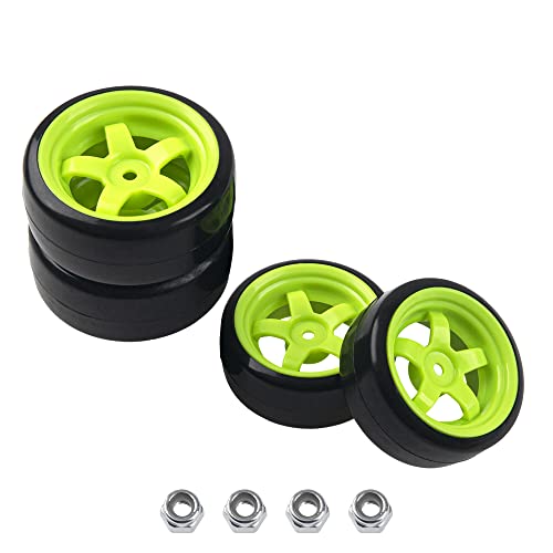 5-Spoke Hard Plastic Wheel Rims & Plastic Tires 12mm Hex & 1/10 RC Drift Tire Hard Plastic Tires & 12mm Hex Hub Wheel Rims