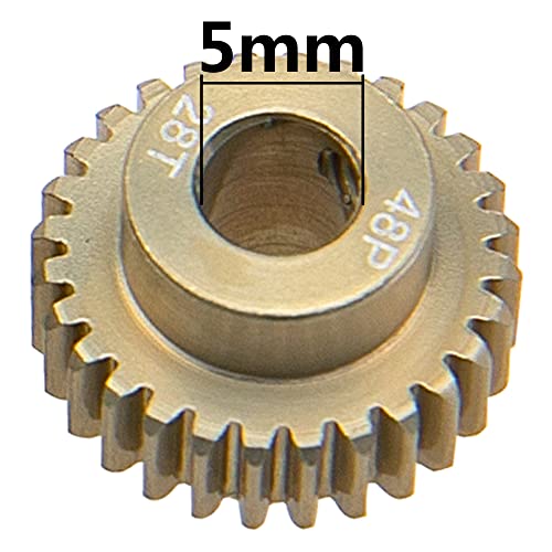 ShareGoo 7075 Aluminum Alloy 48DP 5mm Pinion Gear Sets 25T 26T 27T 28T Motor Gears Fit 5mm Shaft Compatible with HPI Losi Axial Traxxas Tamiya 1/10 RC Car,4Pack