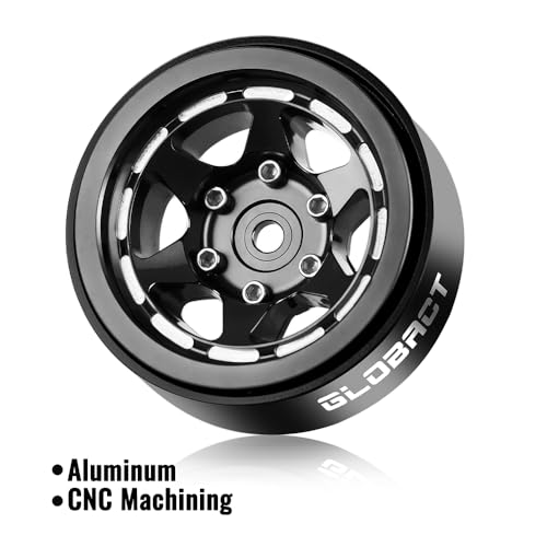 GLOBACT 1.3" Beadlock Wheels for SCX24 AX24 TRX4M 1/18 1/24 (Black) - color: Black