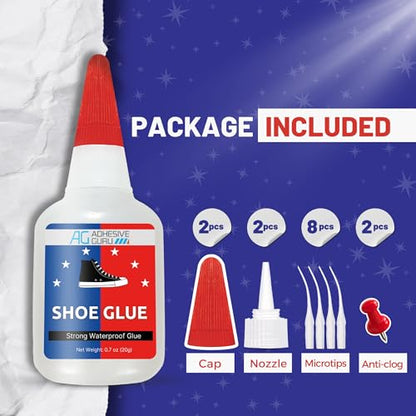 Adhesive Guru Professional Shoe Glue (2x0.7 oz), Shoe Sole Repair, Ultimate Shoe Repair Glue, Suitable for Sports Shoes, Sneakers, Boots, Sandals etc. Compatible with CA Accelerator - 2 Pack - size: 2 Pack, style: Shoe Glue