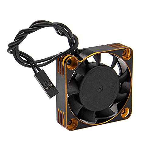 ShareGoo Alloy Brushless Motor ESC Cooling Fan Heatsink 18000RPM 40x40mm JST Plug for 1/8 1/10 1/12 RC Car 540 550 Brushless Motor,4010 (Black-Gold) - color: Black-Gold