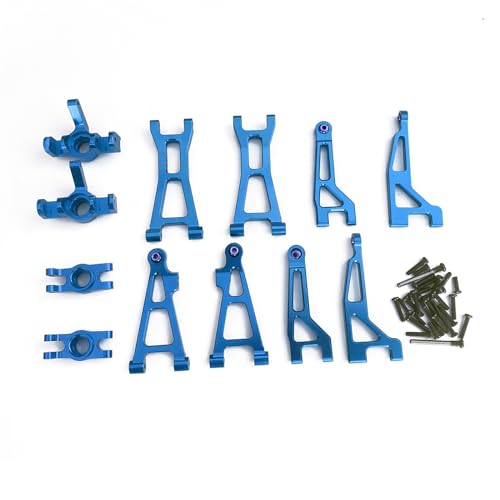 Compatible with Hyper GO RC Car Parts, 1/16 Metal Upgrade Aluminum Accessories, Replacement Parts kit for H16BM H16GT H16DR H16 MJX 16207 16208 16209 16210 (Blue 12PC Set) - color: Blue 12pc Set